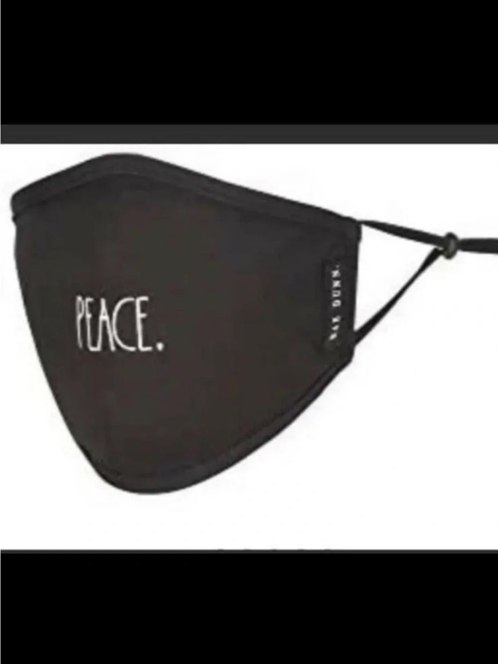 RAE DUNN 4 Packages Stitched Believe & Peace Reusable Fabric Black Masks NEW!